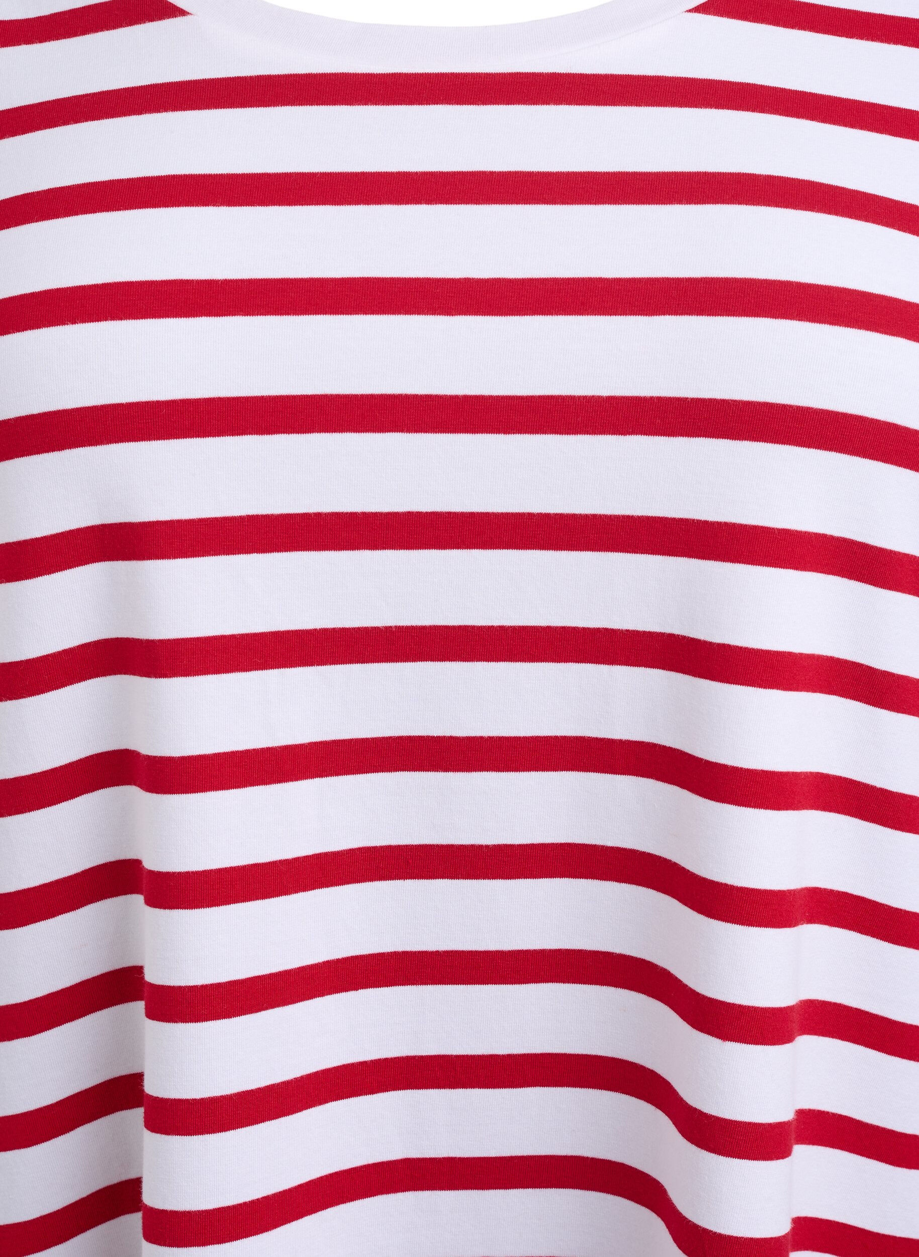 ZizziGestreepte jersey jurk met korte mouwen, Rood, Packshot image number 2