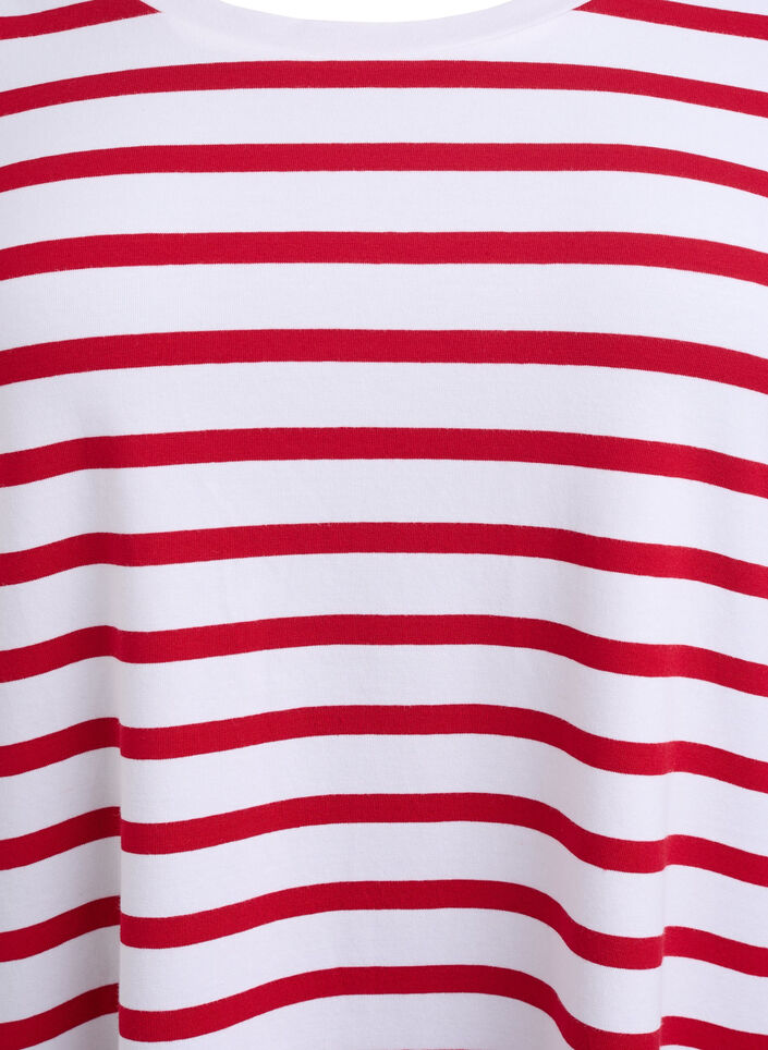Gestreepte jersey jurk met korte mouwen, Rood, Packshot image number 2