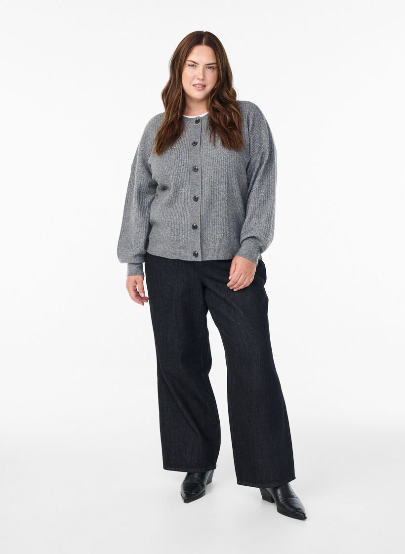 Vest van ribtricot met knopen, Grijs, Model image number 1