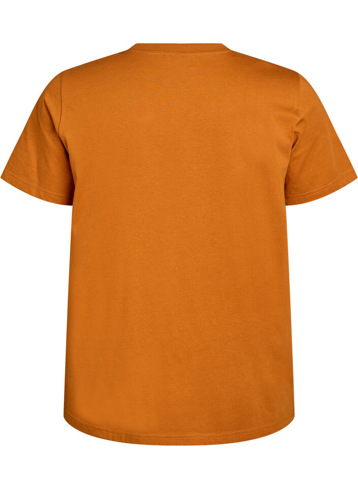 Basic katoenen T-shirt met ronde hals, Oranje, Packshot image number 1