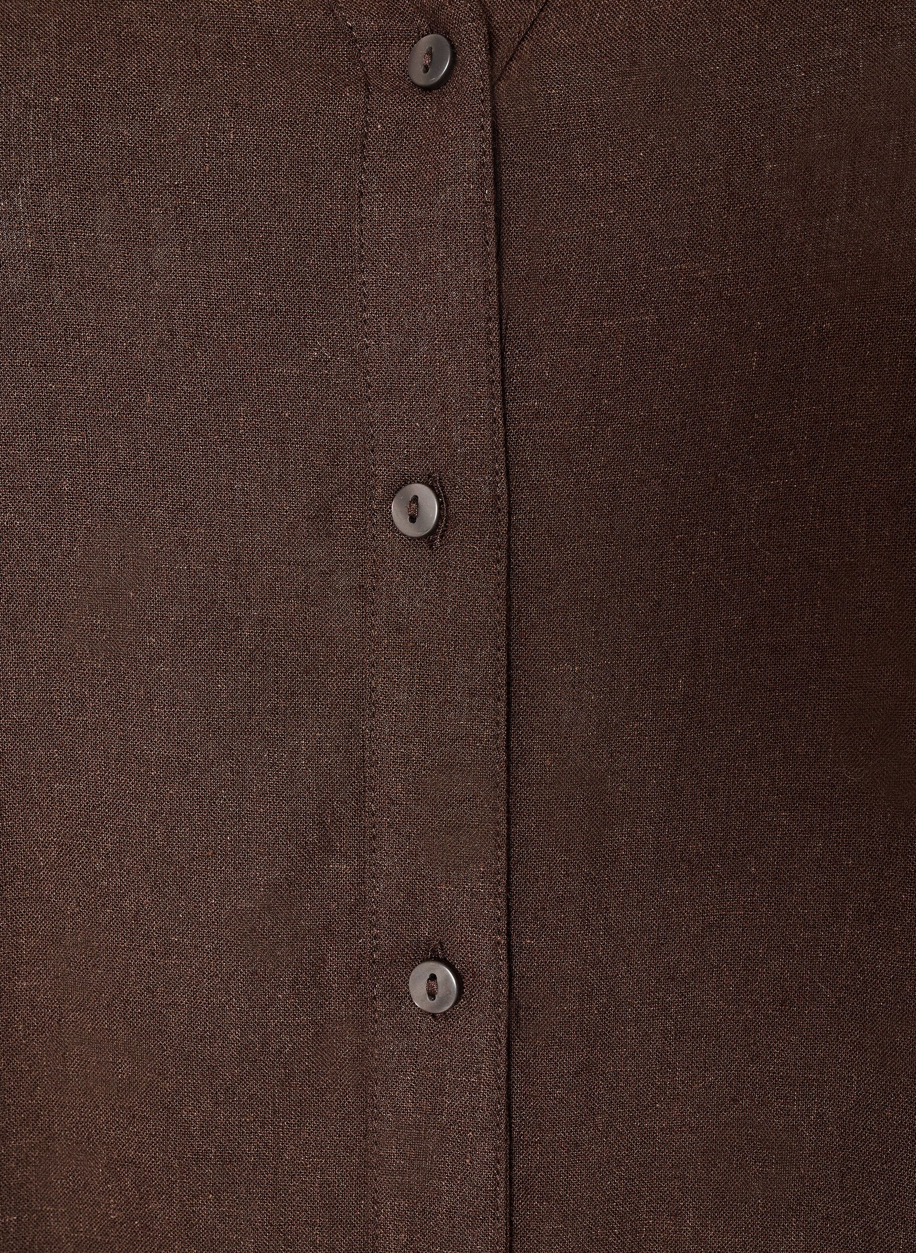 ZizziLang shirt in linnen en viscose, Bruin, Packshot image number 2