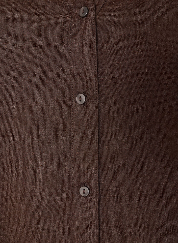 Lang shirt in linnen en viscose, Bruin, Packshot image number 2