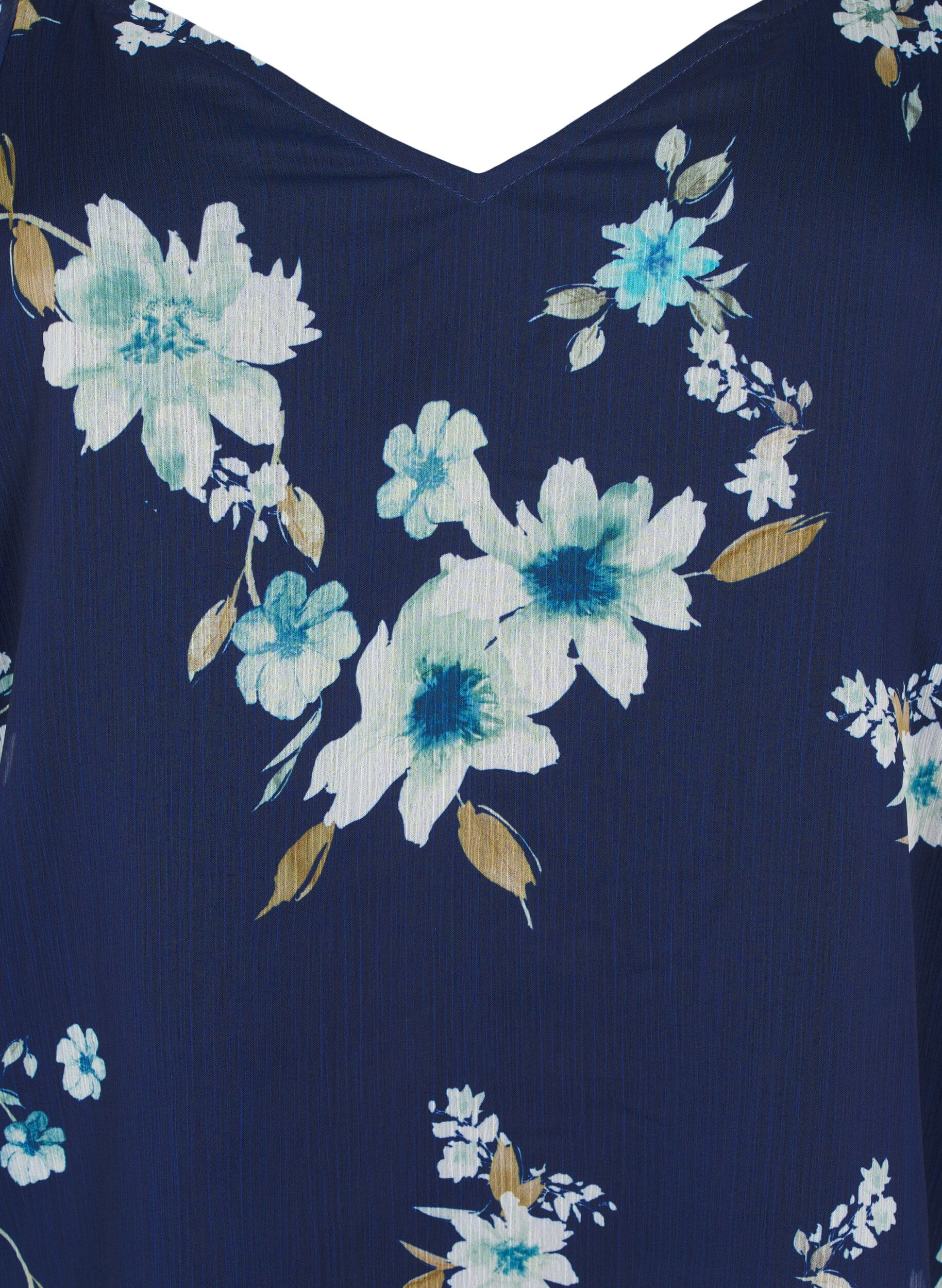 ZizziChiffon feestjurk met lange mouwen, Blauw, Packshot image number 2