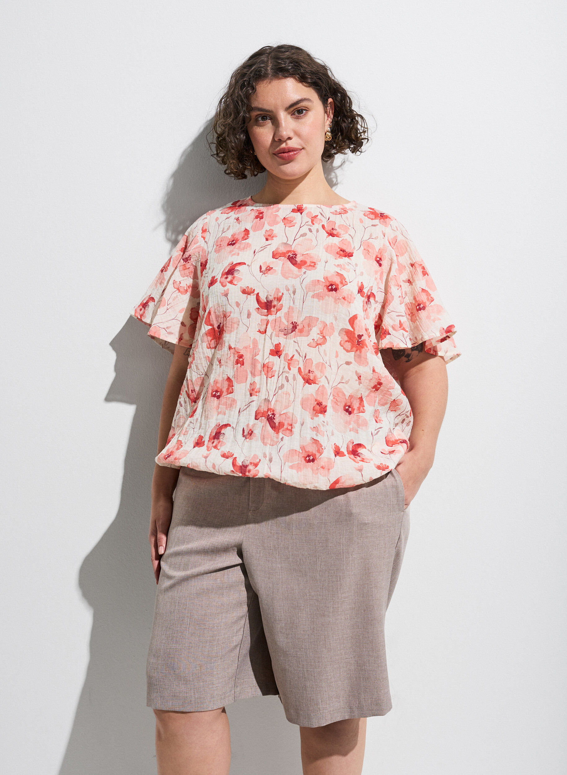 ZizziBlouse met ballonavorm en vleermuismouwen, Oranje, Image image number 0