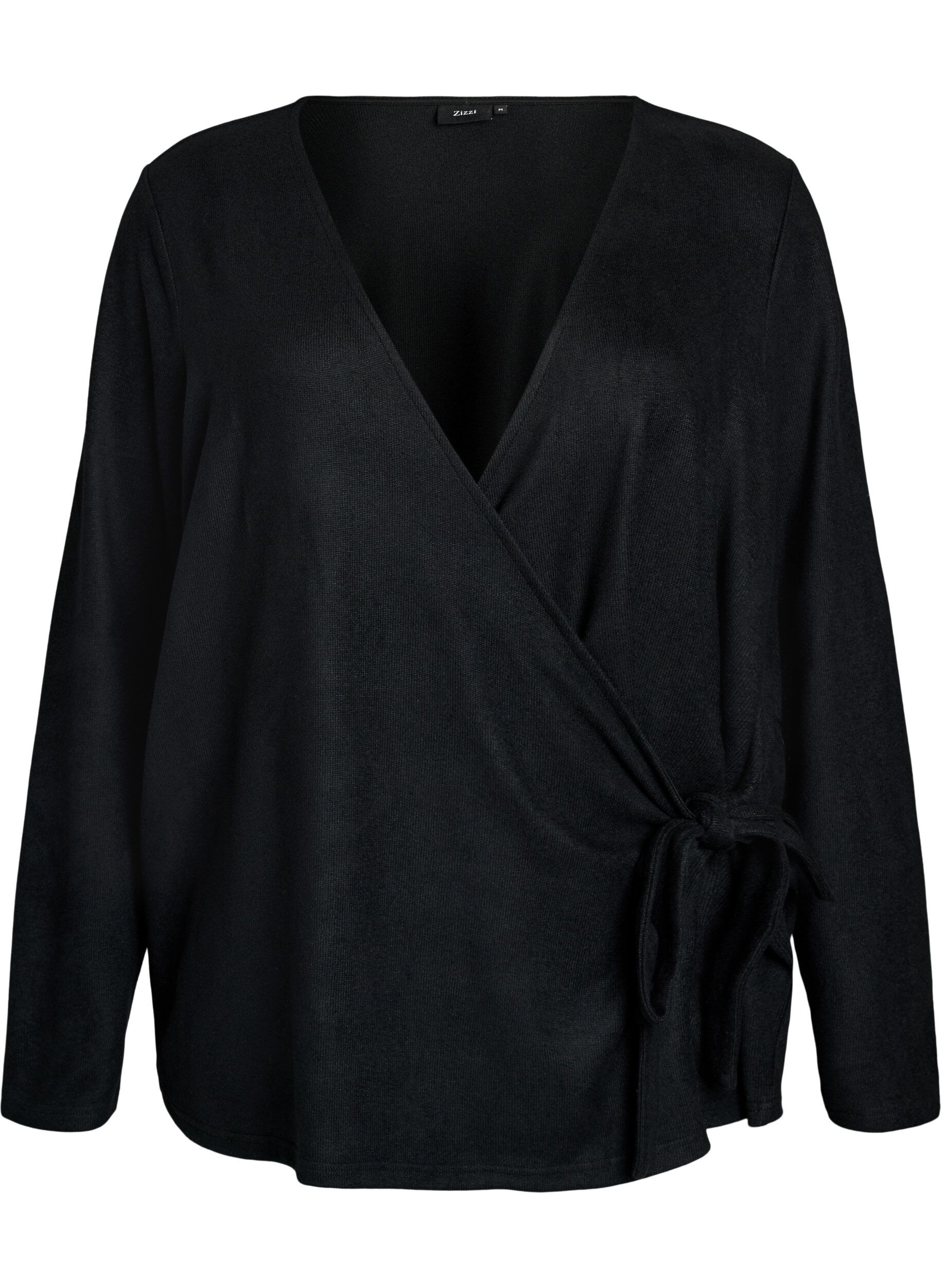 Jersey wikkelblouse met een striksluiting