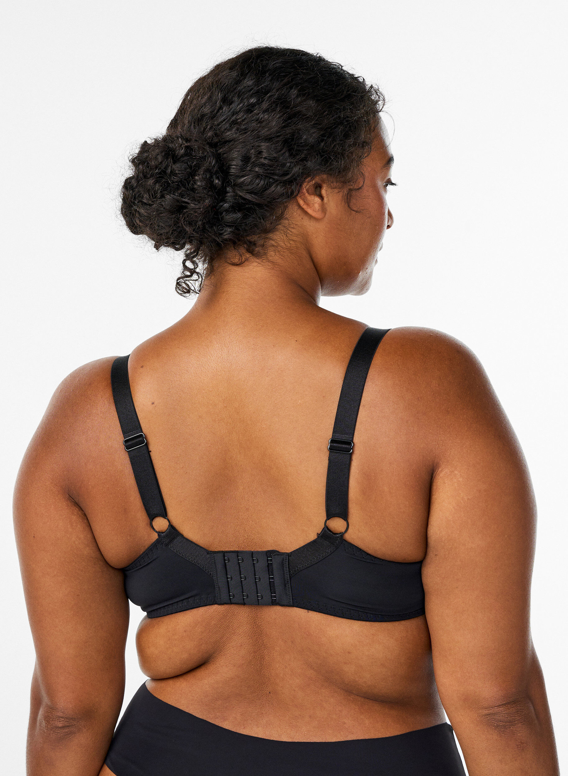 ZizziGewatteerde kanten beha met beugel, Zwart, Model image number 2