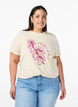Katoenen T-shirt met print, Beige, Model image number 0