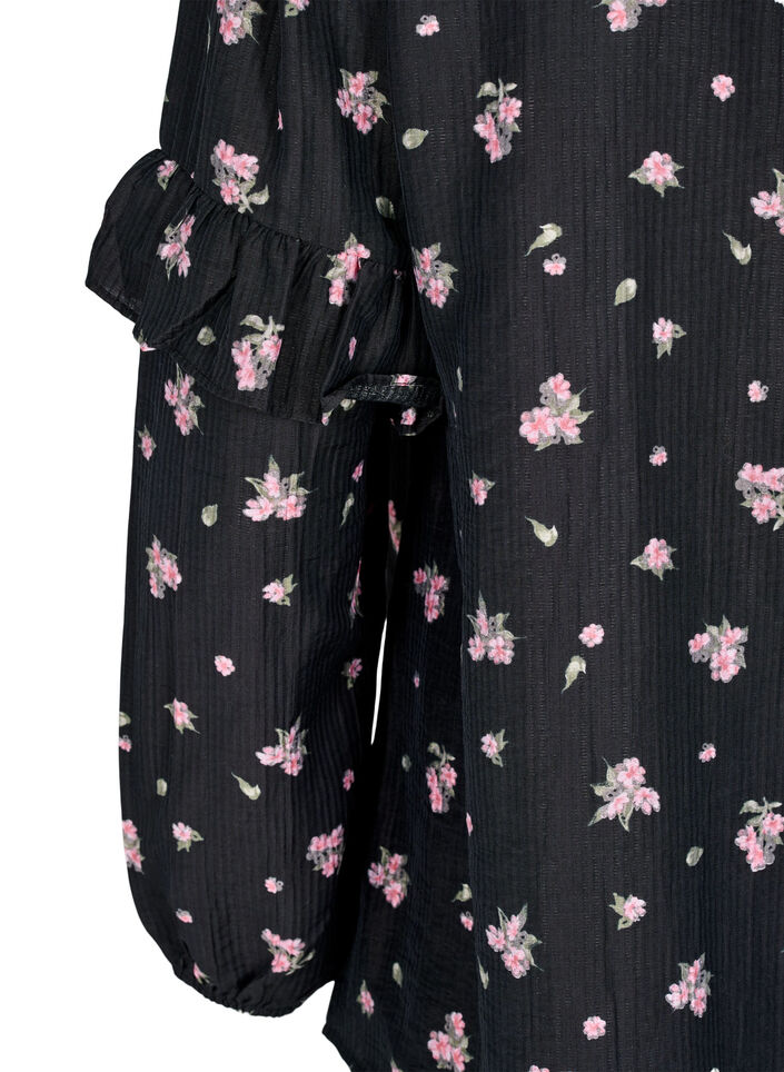 Bloemenblouse in lyocell, Zwart, Packshot image number 3