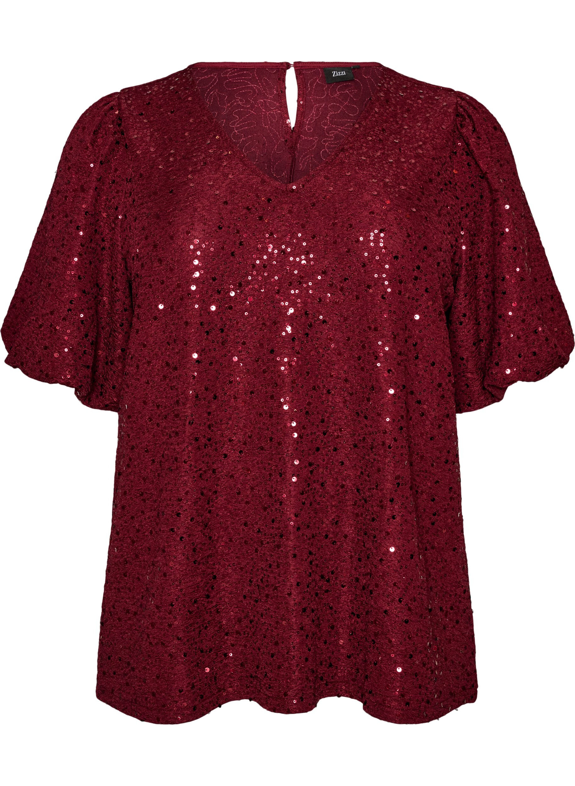 Blouse met pailletten en ballonmouwen