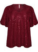 Blouse met pailletten en ballonmouwen, Rood, Packshot image number 0