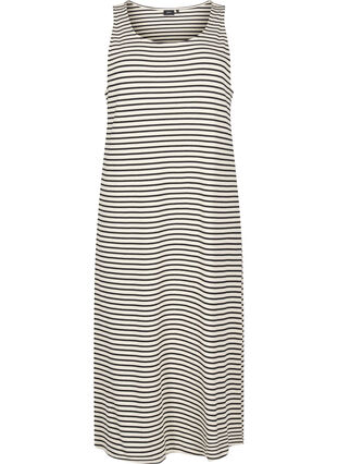 ZizziGestreepte midi tankjurk, White Black Stripe, Packshot image number 0