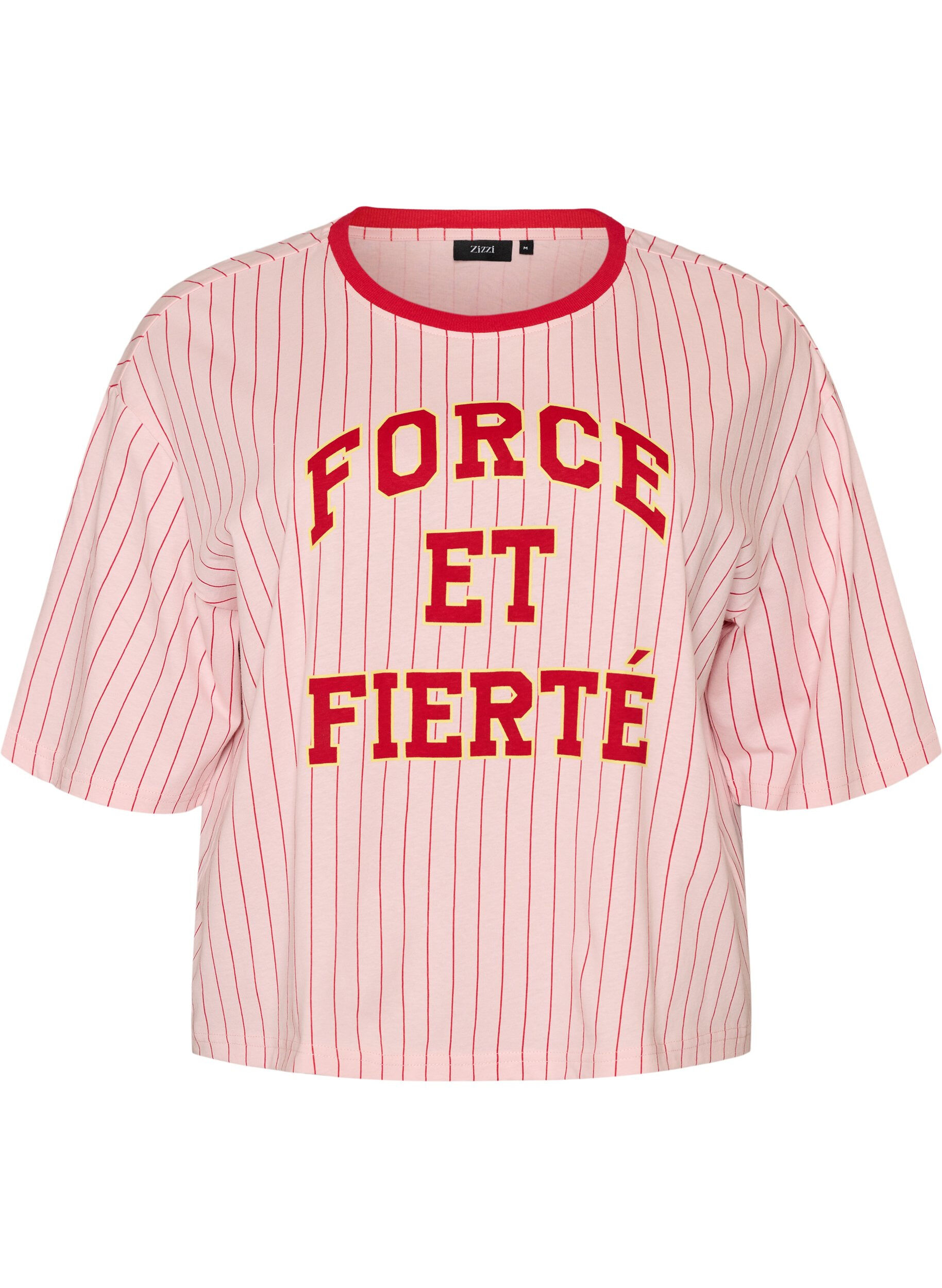 Boxy T-shirt met strepen en statement print