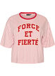 Boxy T-shirt met strepen en statement print, Roze, Packshot image number 0
