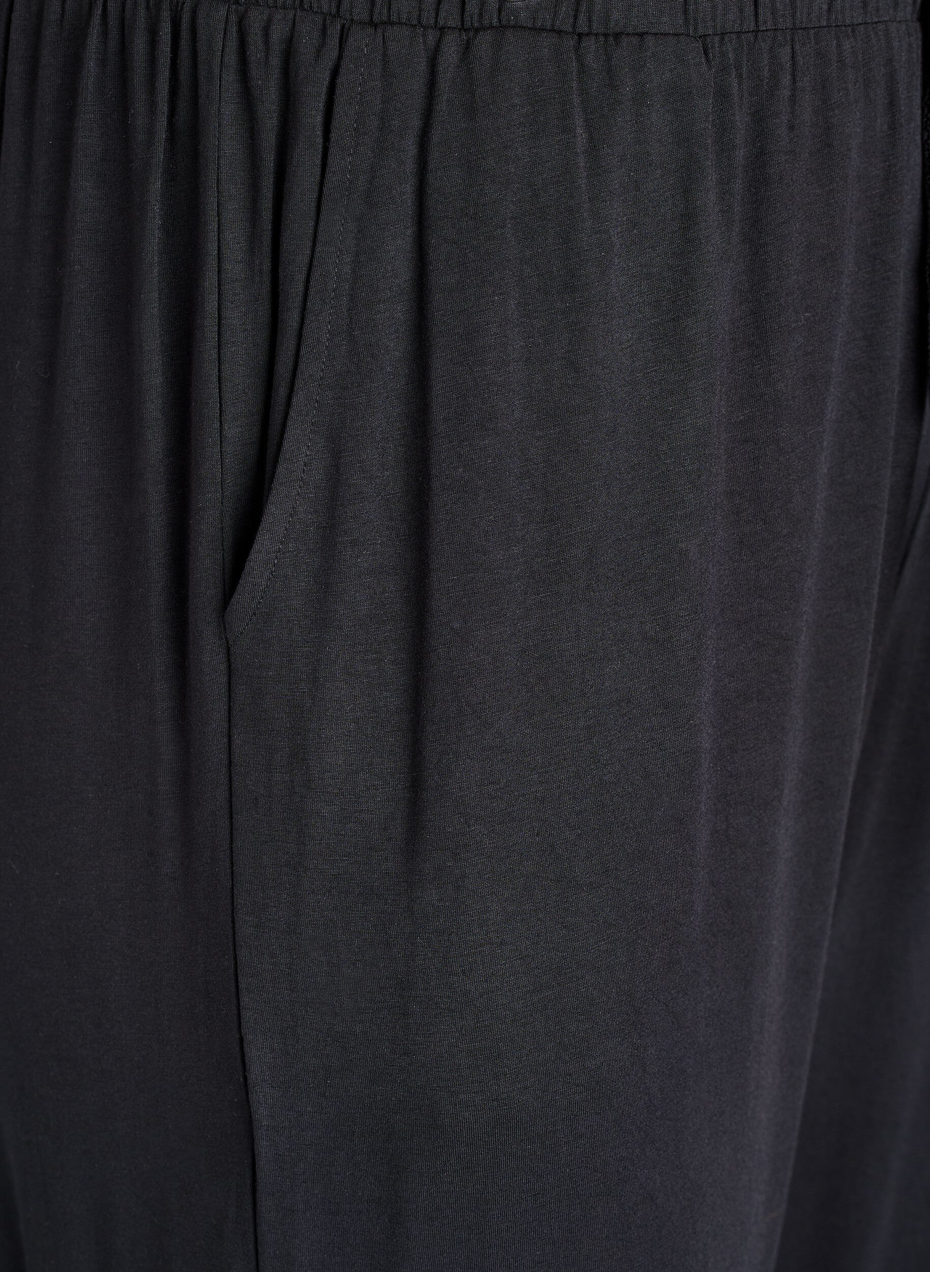 ZizziNachtbroek van modal met hoge taille, Zwart, Packshot image number 2