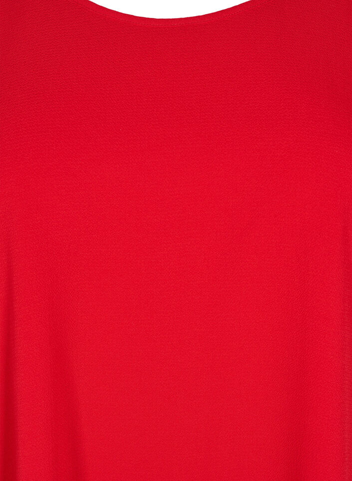Blouse met korte mouwen en een ronde halslijn, Rood, Packshot image number 2