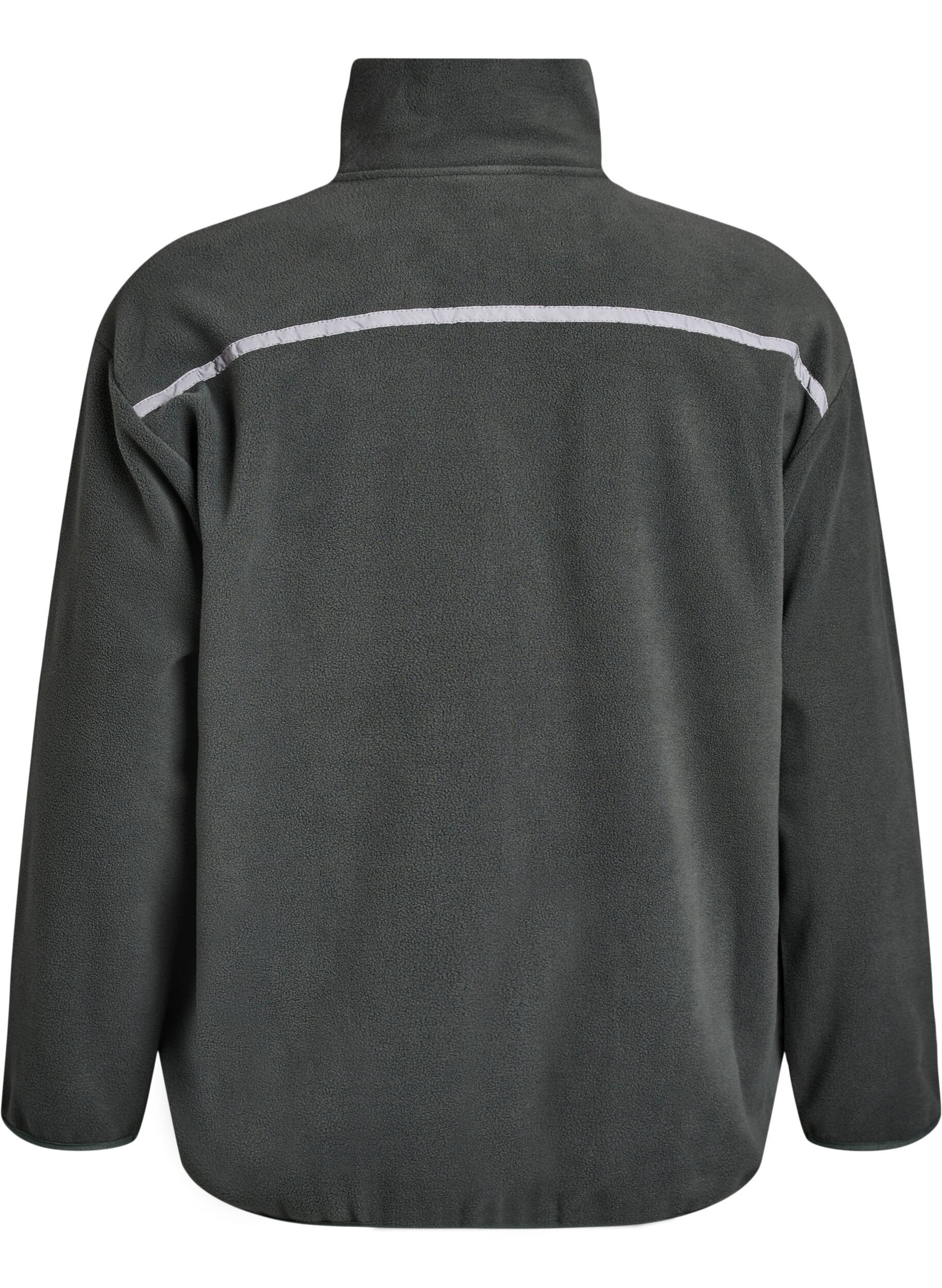 ZizziFleecejack met ritssluiting en reflecterende tape, Groen, Packshot image number 1