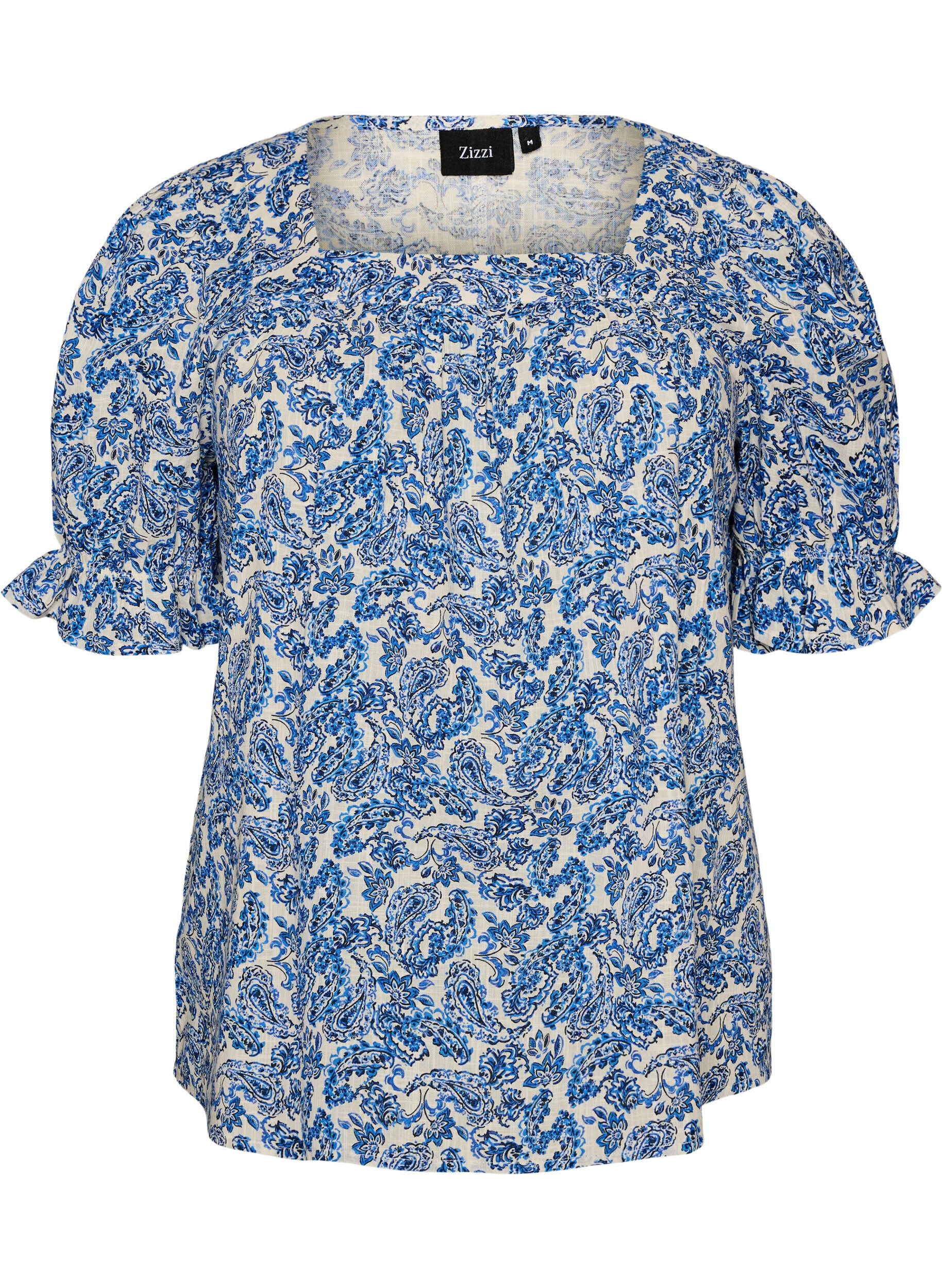 Katoenen blouse met vierkante halslijn
