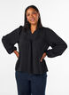 Blouse met V-hals en gehaakte sierband, Zwart, Model image number 0