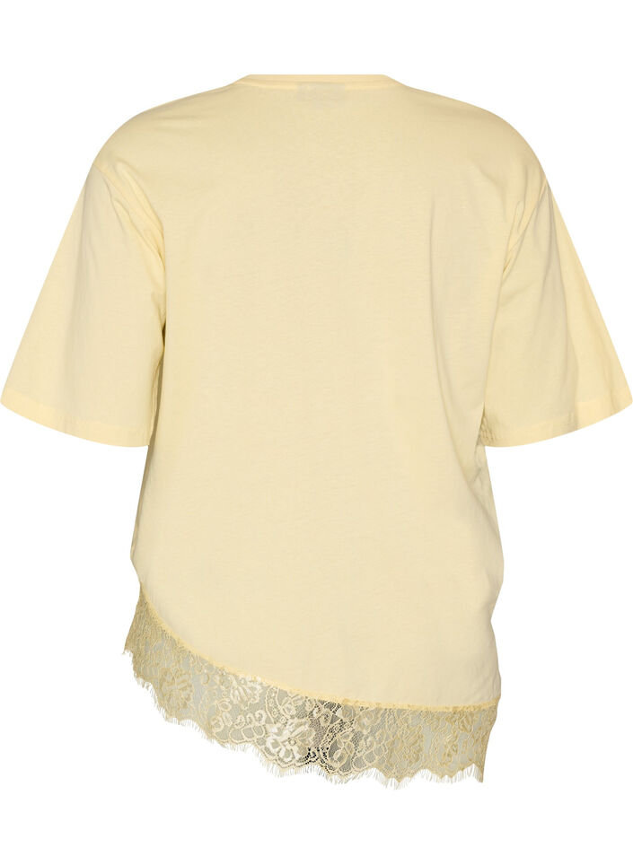T-shirt met asymmetrische kanten zoom, Geel, Packshot image number 1
