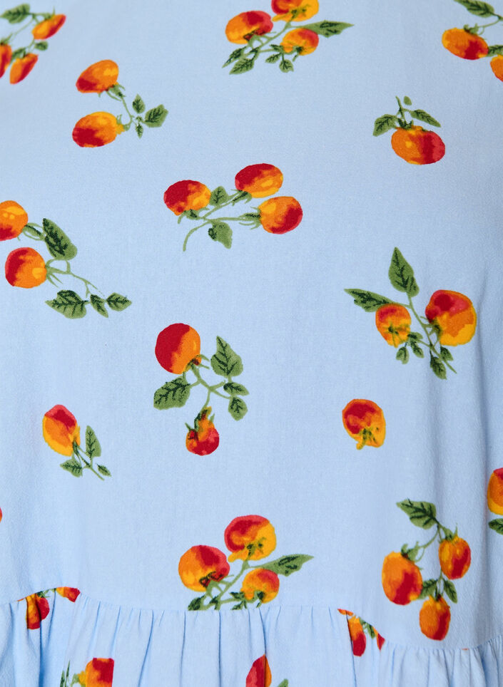 Katoenen blouse met tomatenprint en peplum, Blauw, Packshot image number 2