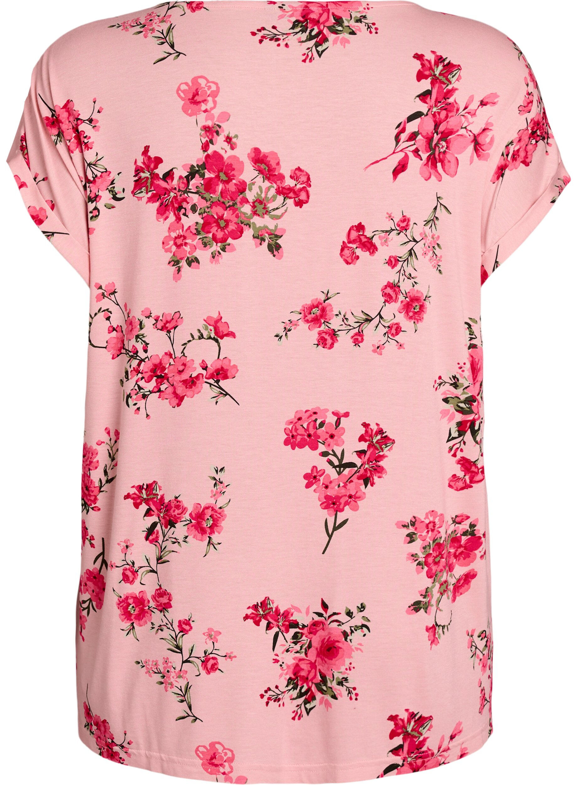 ZizziT-shirt met bloemenprint, Roze, Packshot image number 1