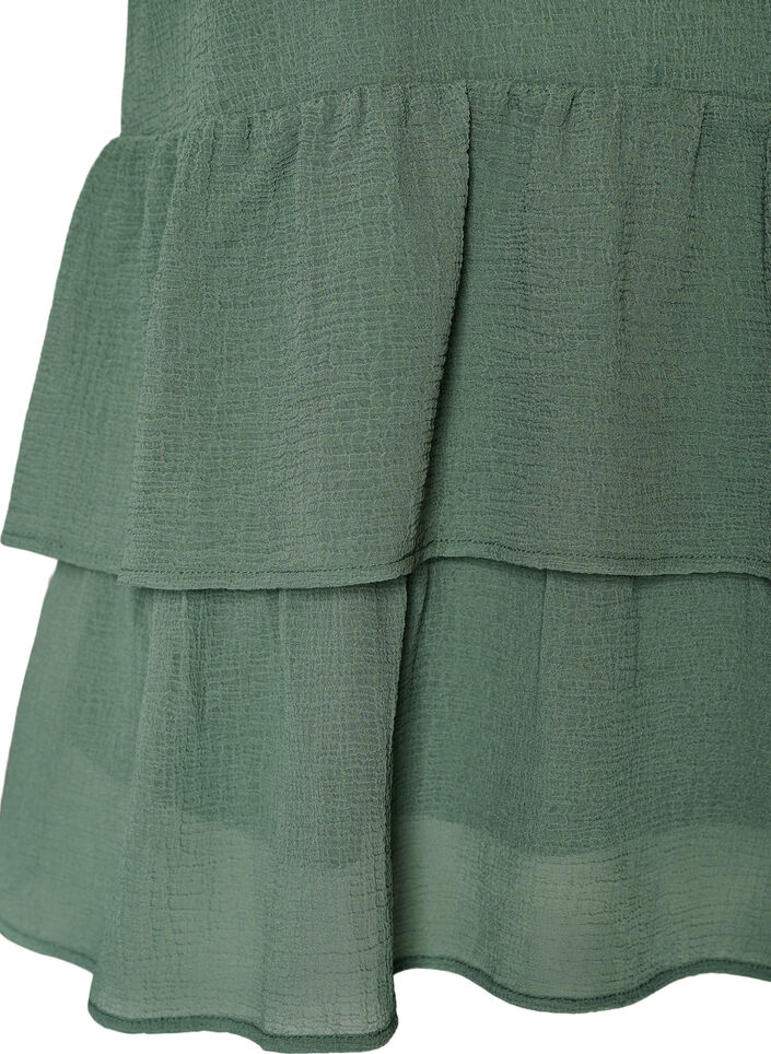 Blouse met V-hals en ruches, Groen, Packshot image number 3