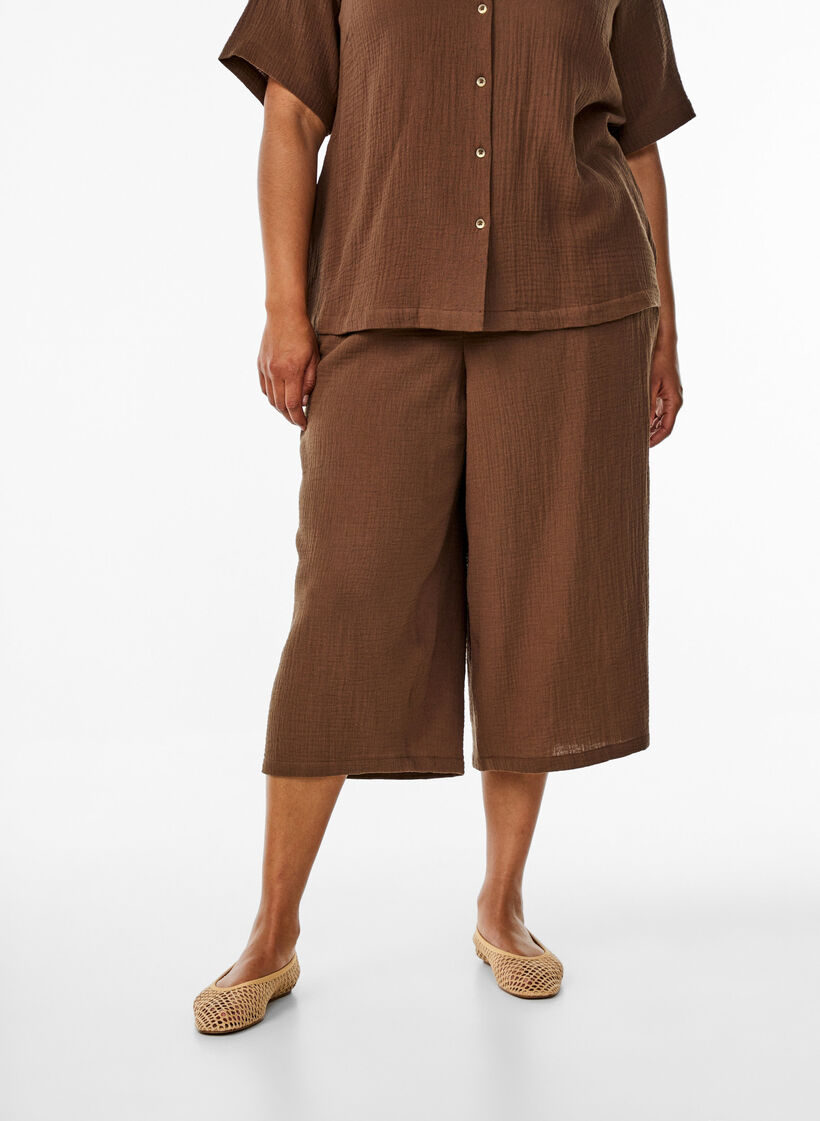 Culotte broek van katoen met hoge taille, Rain Drum, Model