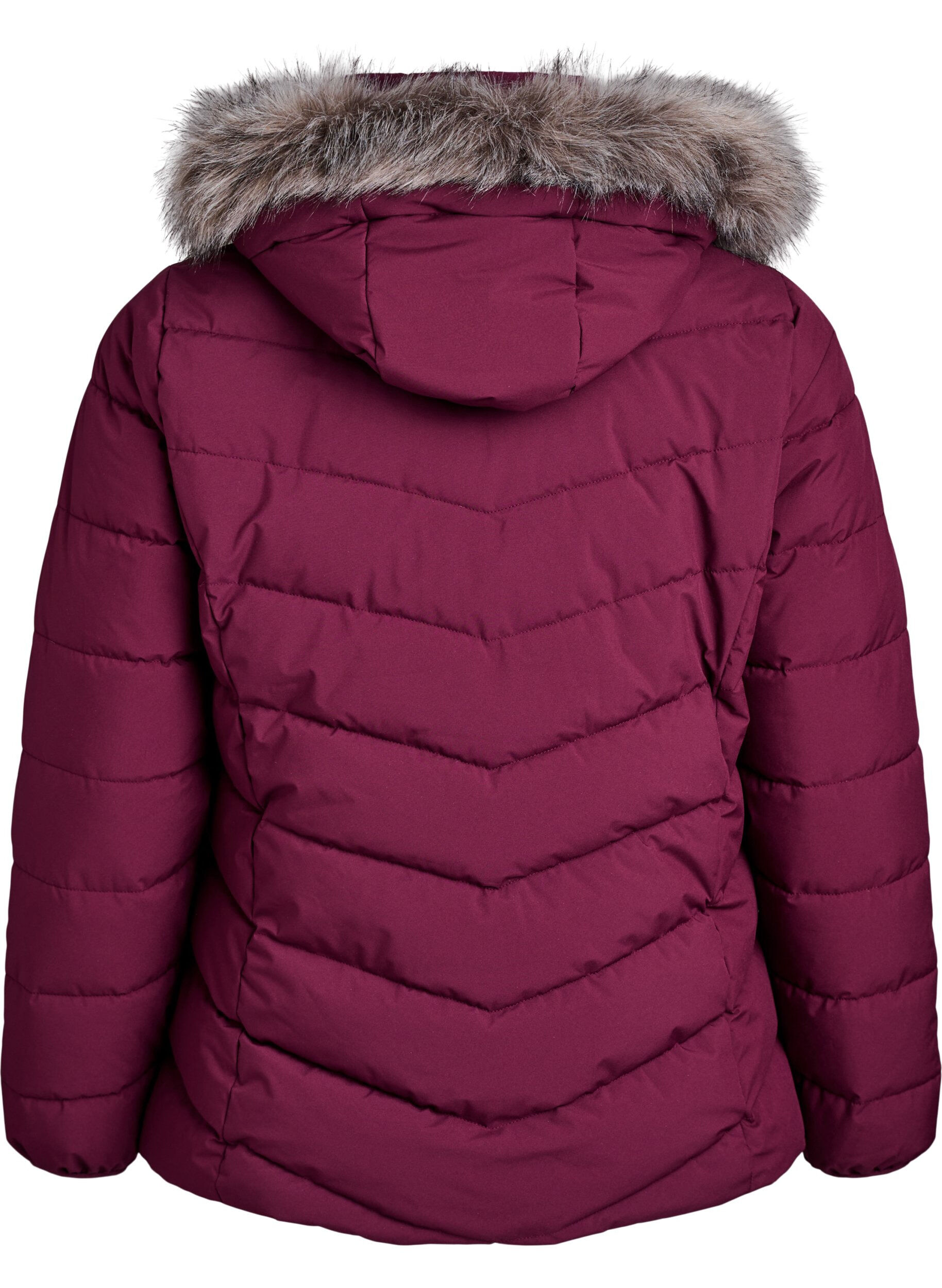 ZizziKort pufferjack met capuchon, Donker Bordeaux, Packshot image number 1