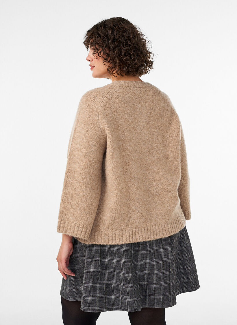 Vest van wolmix met 3/4-mouwen, Beige, Model