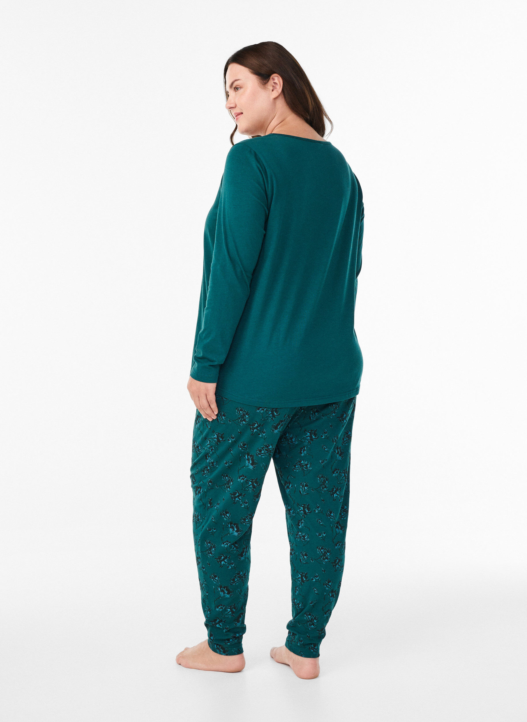 ZizziKleren pyjama broek met print, Turquoise, Model image number 1
