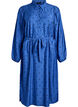 Gestippelde midi-jurk met afneembare strikceintuur, Blauw, Packshot image number 0