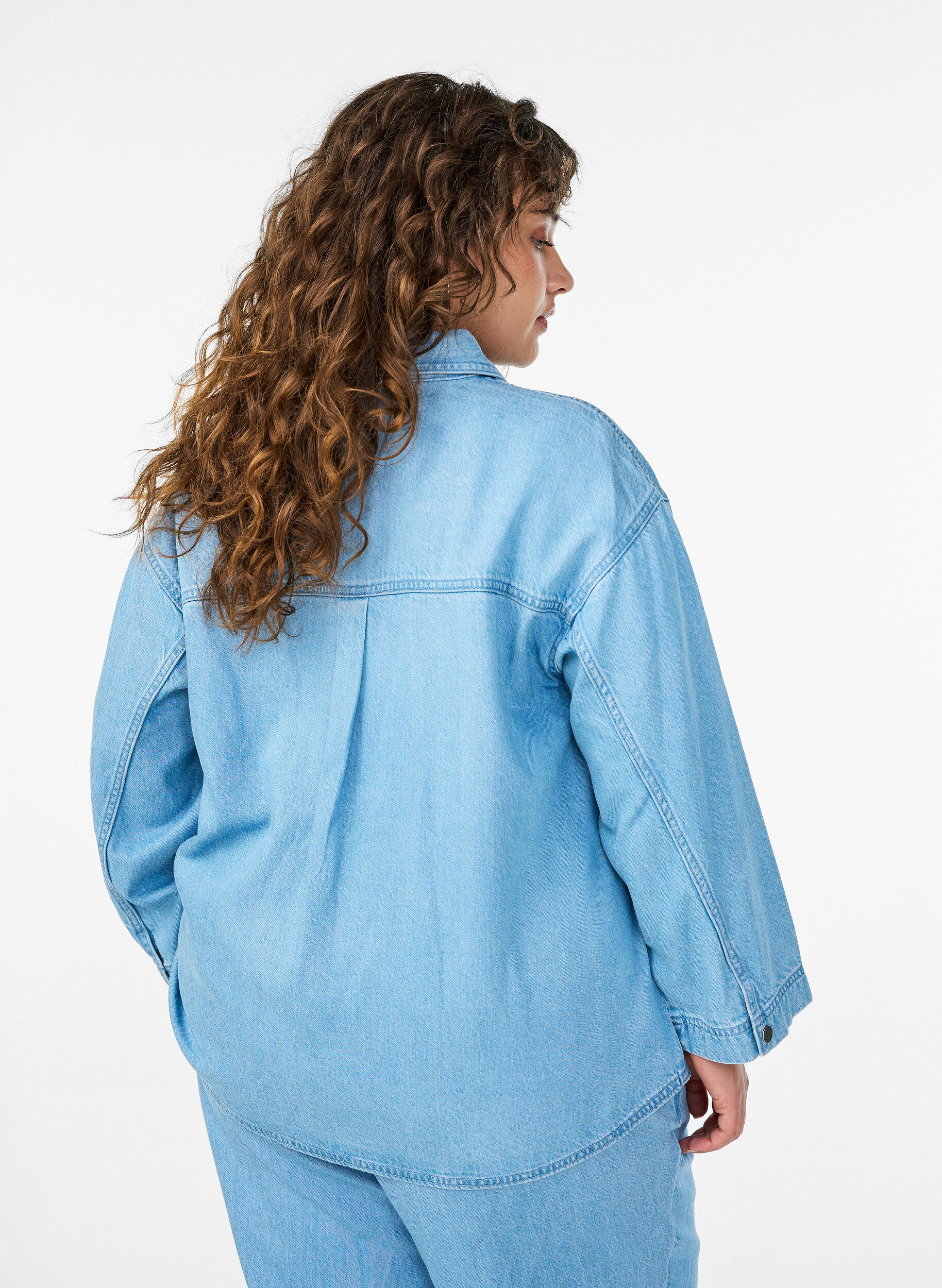 ZizziLos denimshirt met 3/4-mouwen, Blauw, Model image number 2