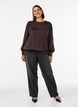Blouse met satijnen look en ballonvorm, Bruin, Model image number 1