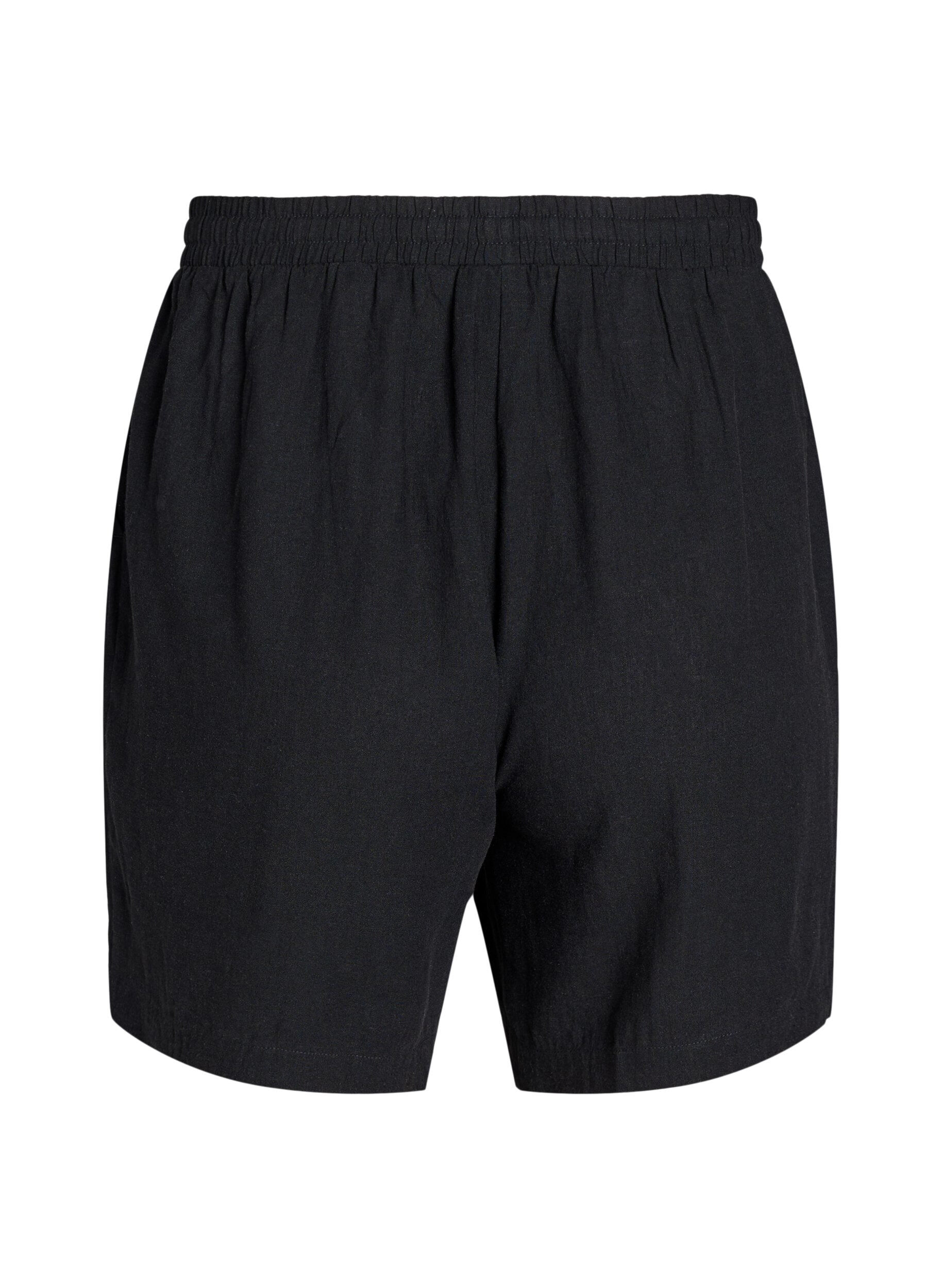 ZizziLosse shorts van linnen en viscose, Zwart, Packshot image number 1