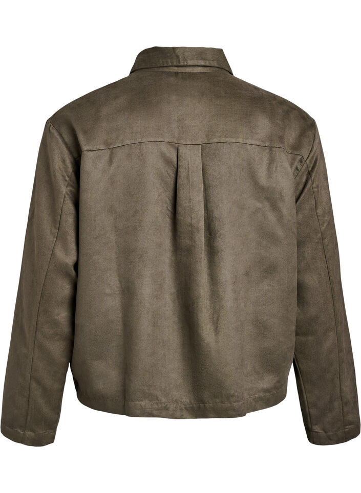 Korte imitatie suède jas met zakken, Groen, Packshot image number 1