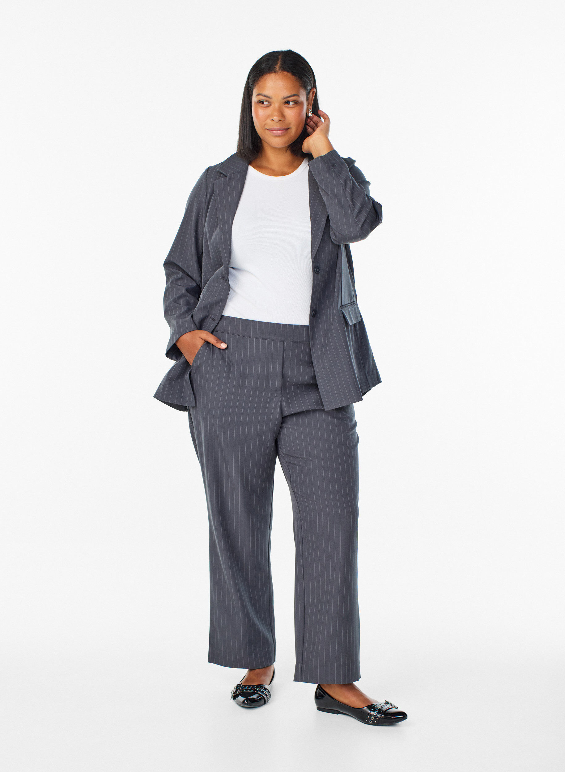 FLASH - Losse broek met zakken, Grijs, Model