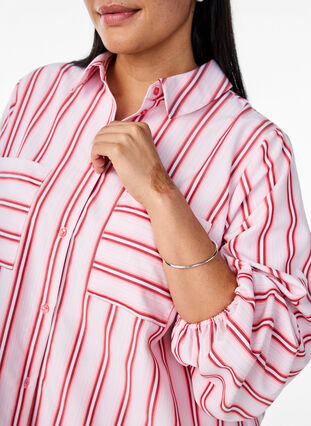 ZizziLos shirt met strepen en lange mouwen, Roze, Model image number 3