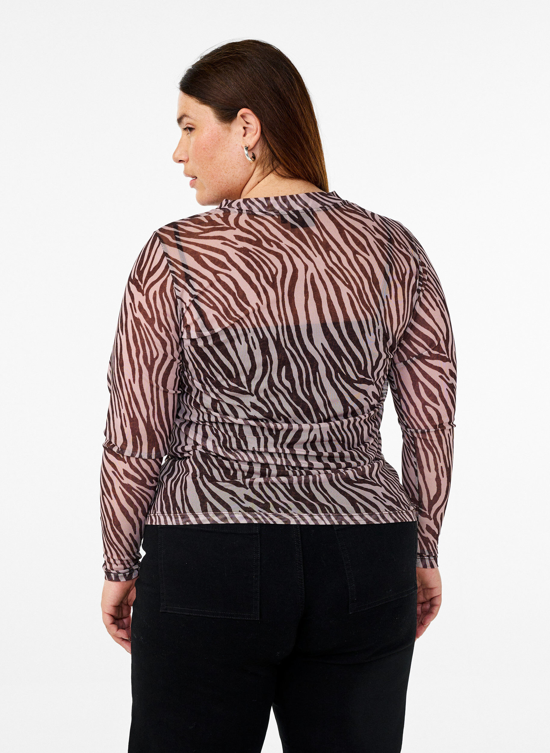 ZizziMesh top met zebra print, Zwart, Model image number 2