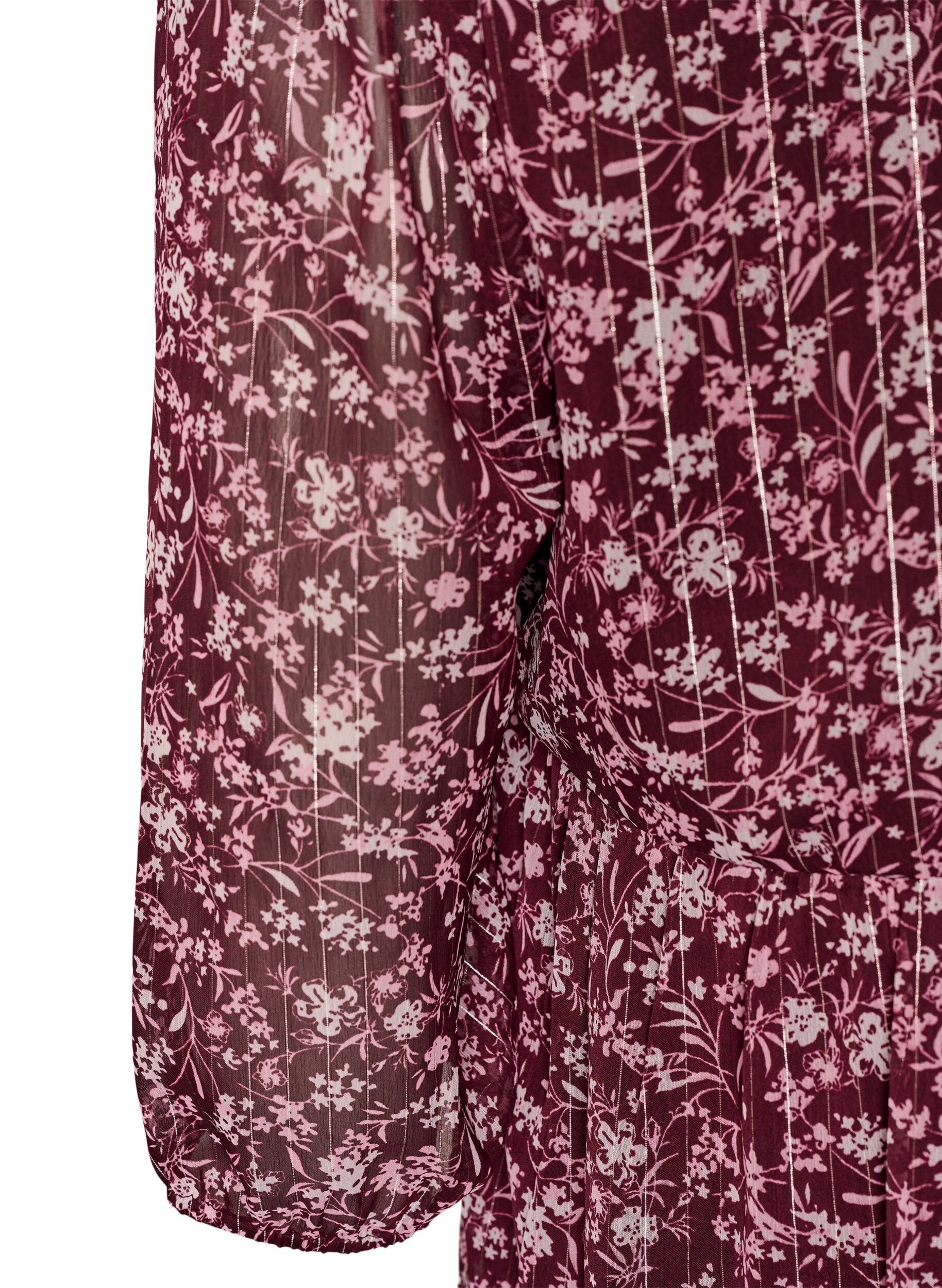 ZizziTuniek met bloemenprint en glitterdraden, Rood, Packshot image number 3