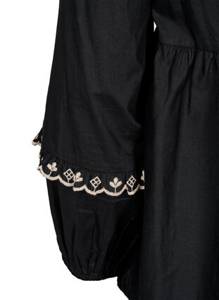 ZizziBlouse met open voorkant en geborduurde details, Zwart, Packshot image number 3