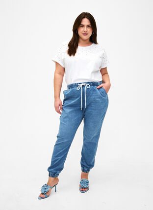 ZizziDenim joggers met zakken, Light Blue Denim, Model image number 0