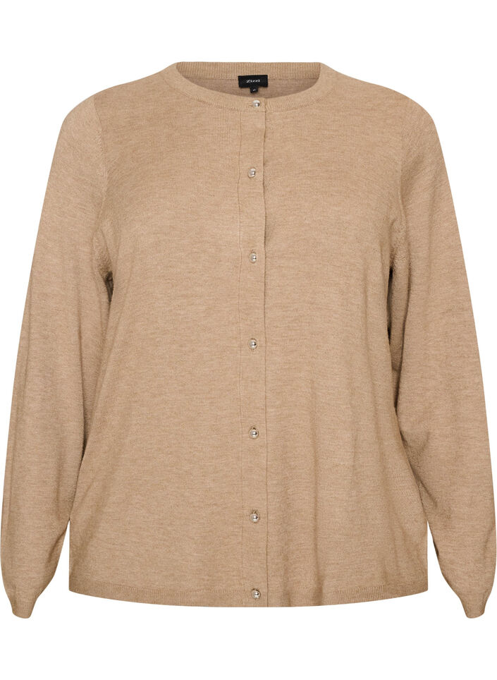 Cardigan met ronde knopen, Beige, Packshot image number 0