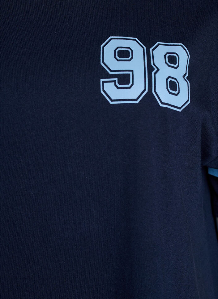 Kort T-shirtjurkje met sportieve details, Blauw, Packshot image number 2