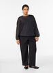 Chiffon blouse met een textuurpatroon, Zwart, Model image number 1