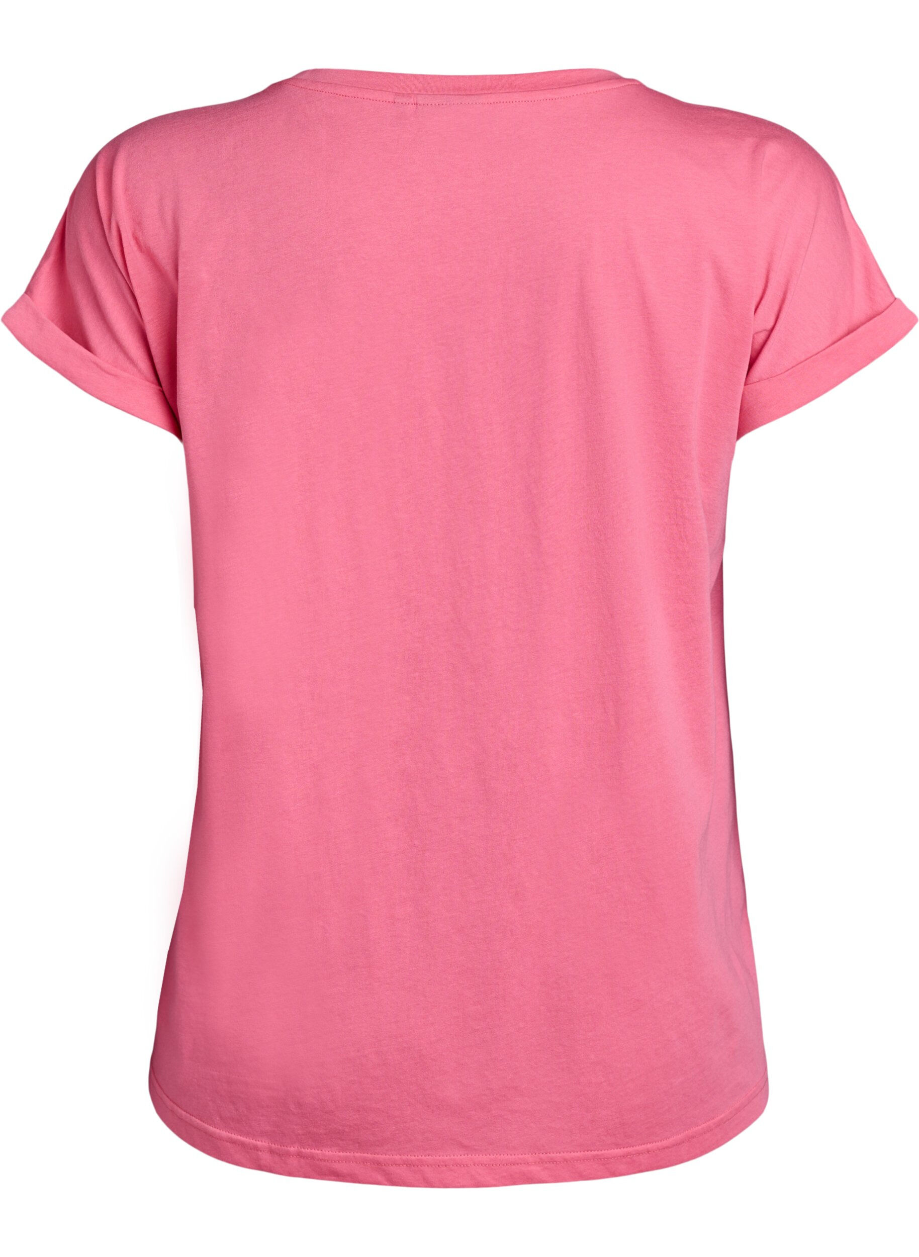 ZizziT-shirt met korte mouwen van katoenmix, Roze, Packshot image number 1