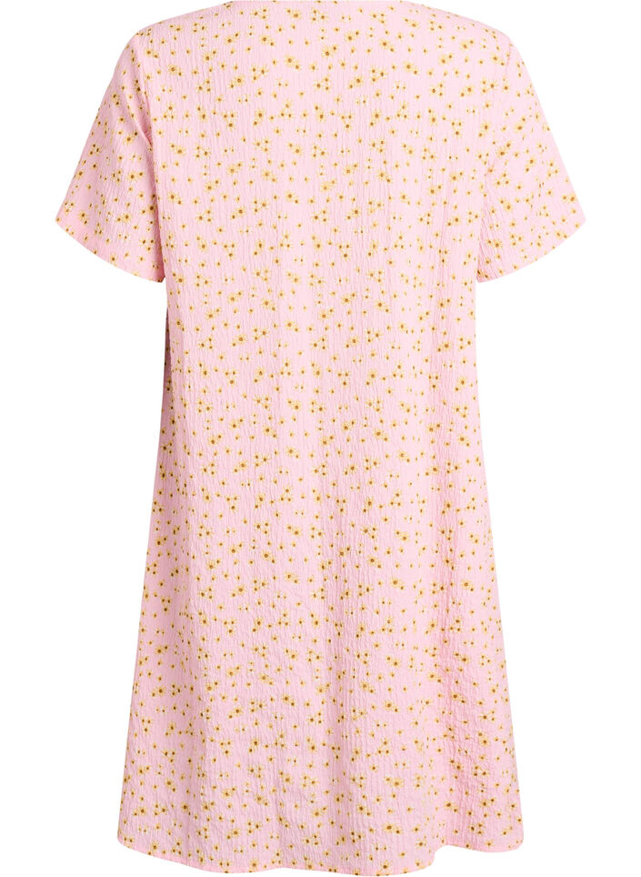 Jurk met korte mouwen en een V-hals, Roze, Packshot image number 1
