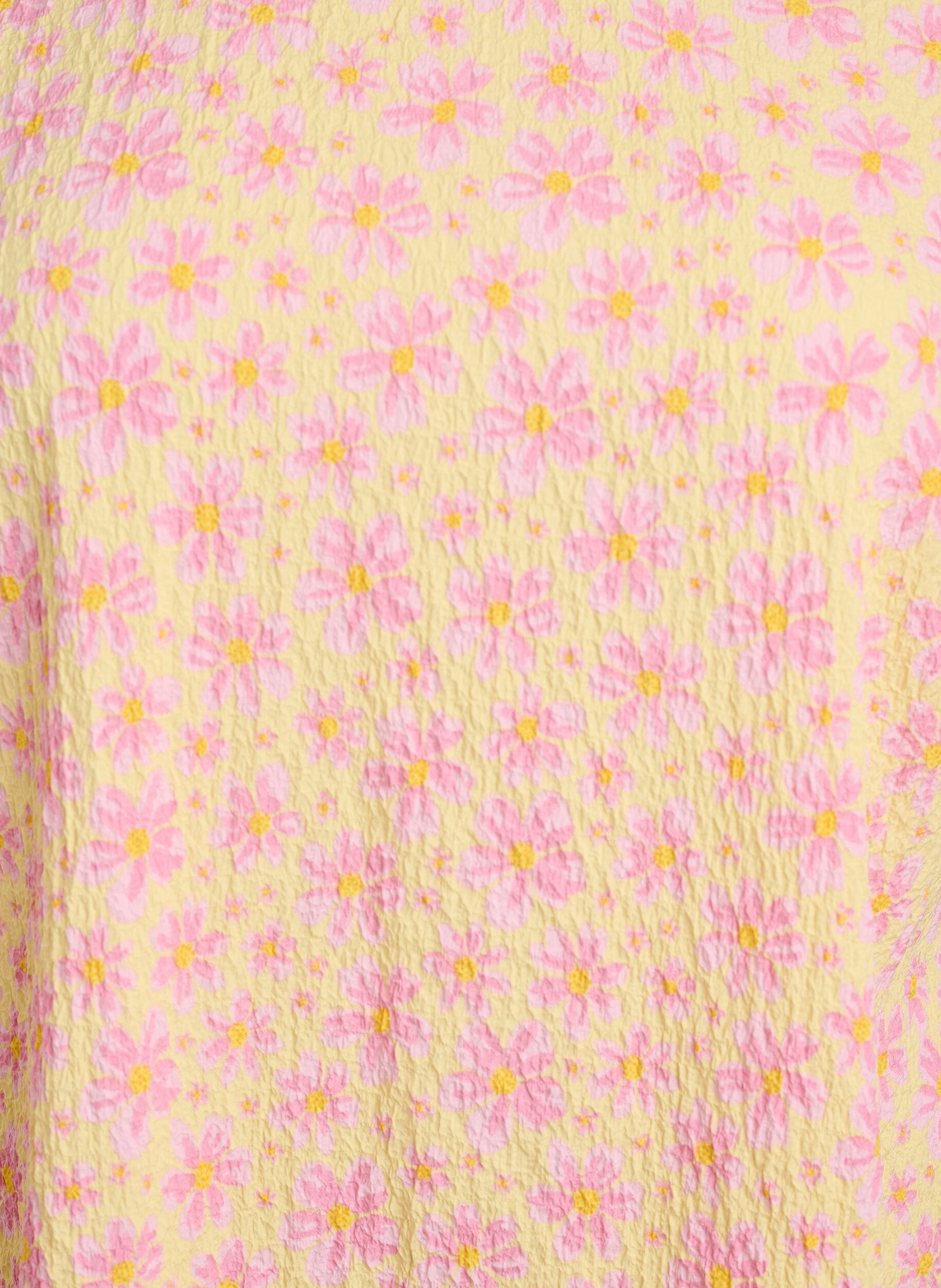 ZizziKorte jurk met een gekreukte textuur en korte mouwen, Geel, Packshot image number 2