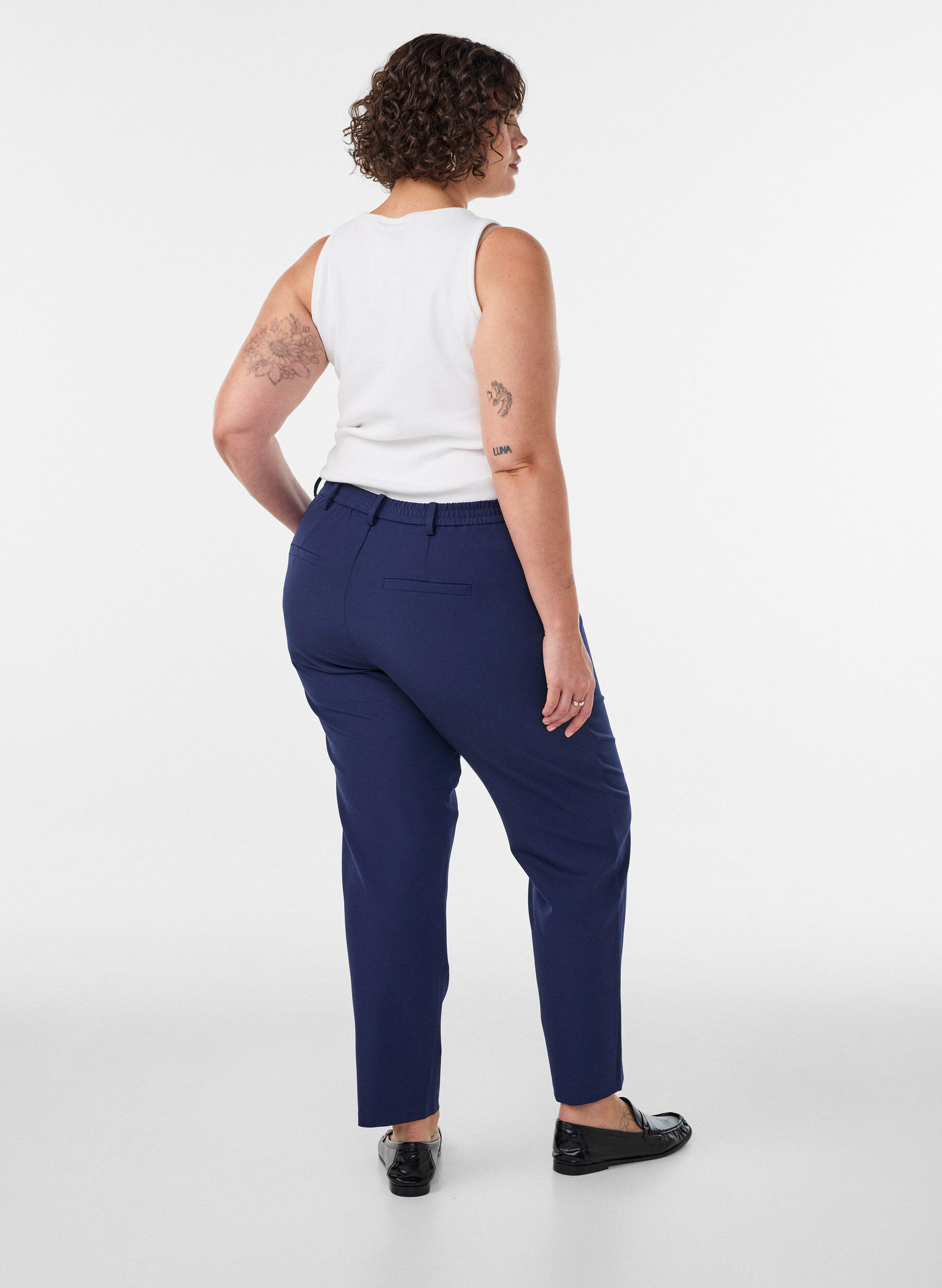 ZizziBroek met zakken en rechte pijpen, Blauw, Model image number 1