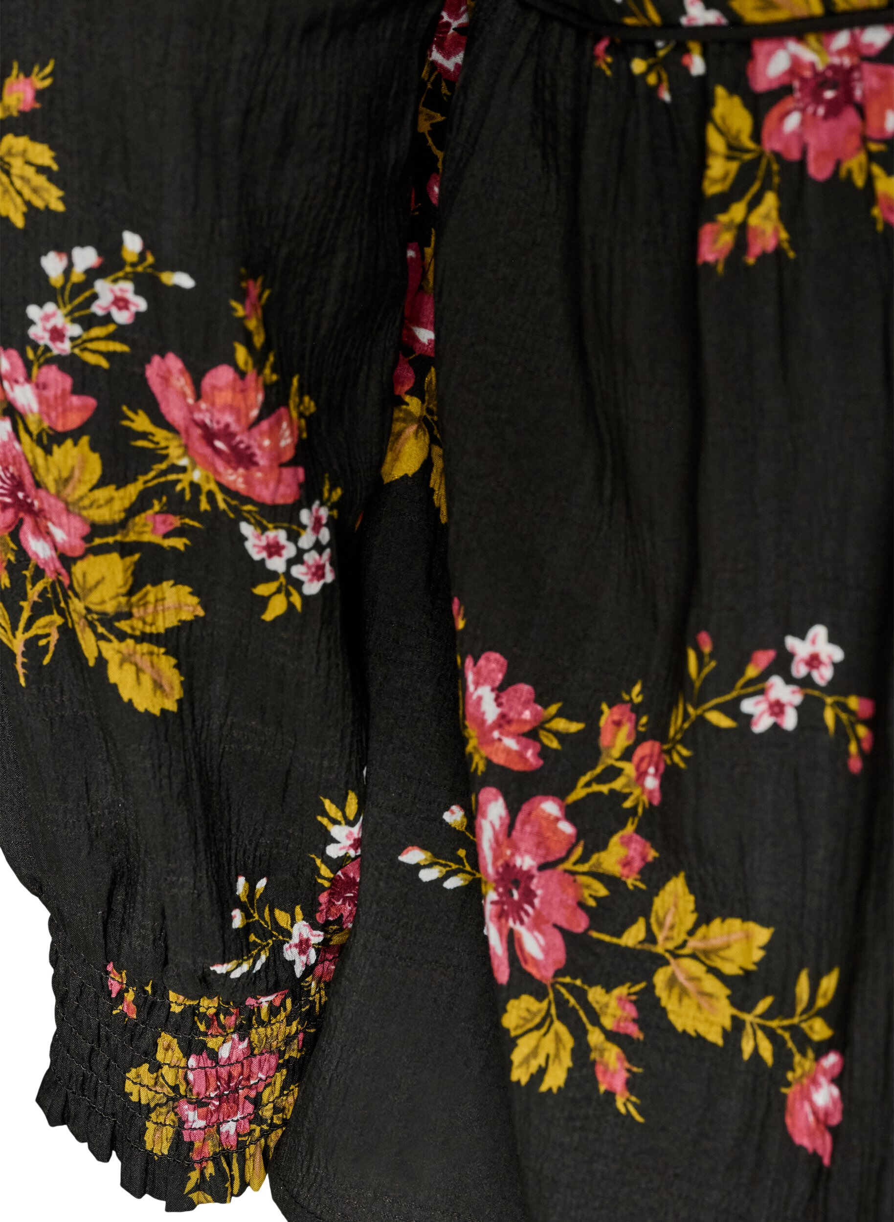 ZizziBlouse met lange mouwen en bloemenprint, Zwart, Packshot image number 3
