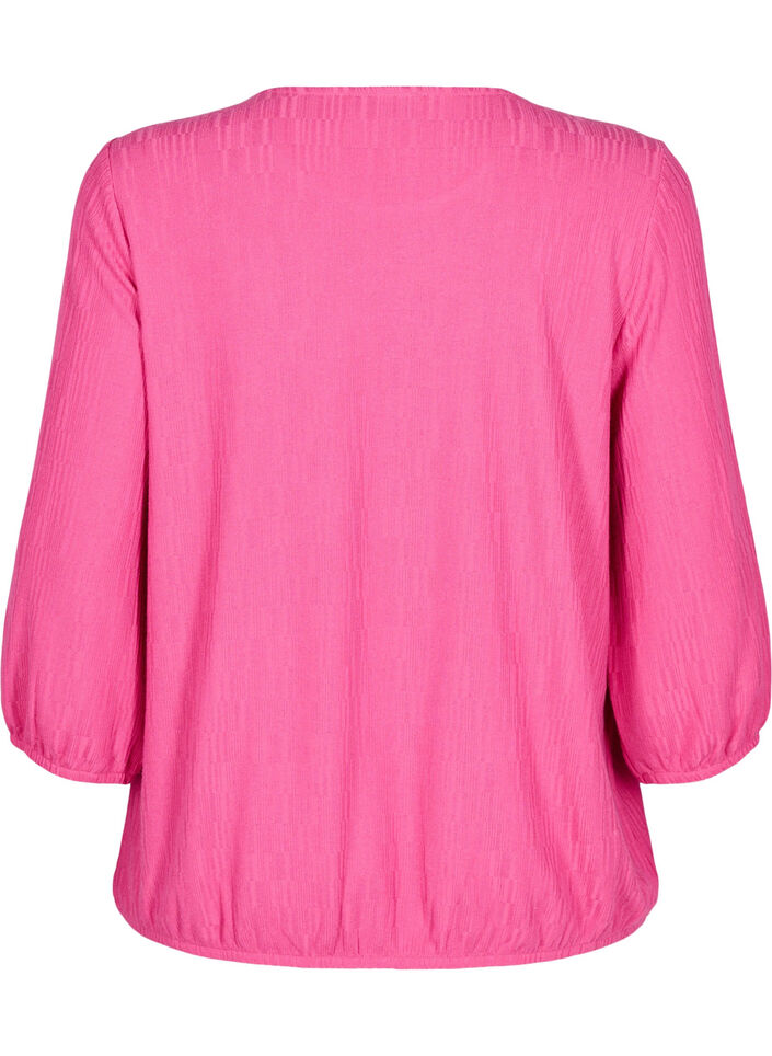 Blouse met textuur en 3/4 mouwen, Roze, Packshot image number 1